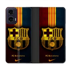 Housse cuir portefeuille Pour Motorola G35 5G Foot FC Barcelone Vintage