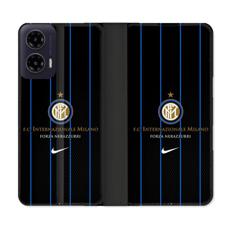 Housse cuir portefeuille Pour Motorola G35 5G Foot Inter Milan