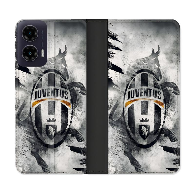 Housse cuir portefeuille Pour Motorola G35 5G Foot Juventus Turin