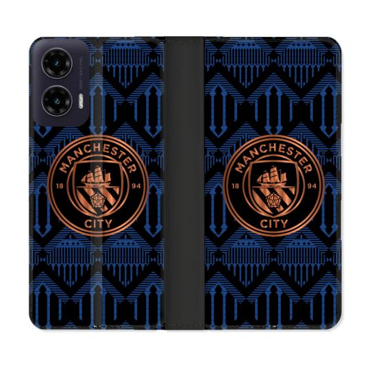 Housse cuir portefeuille Pour Motorola G35 5G Foot Manchester City