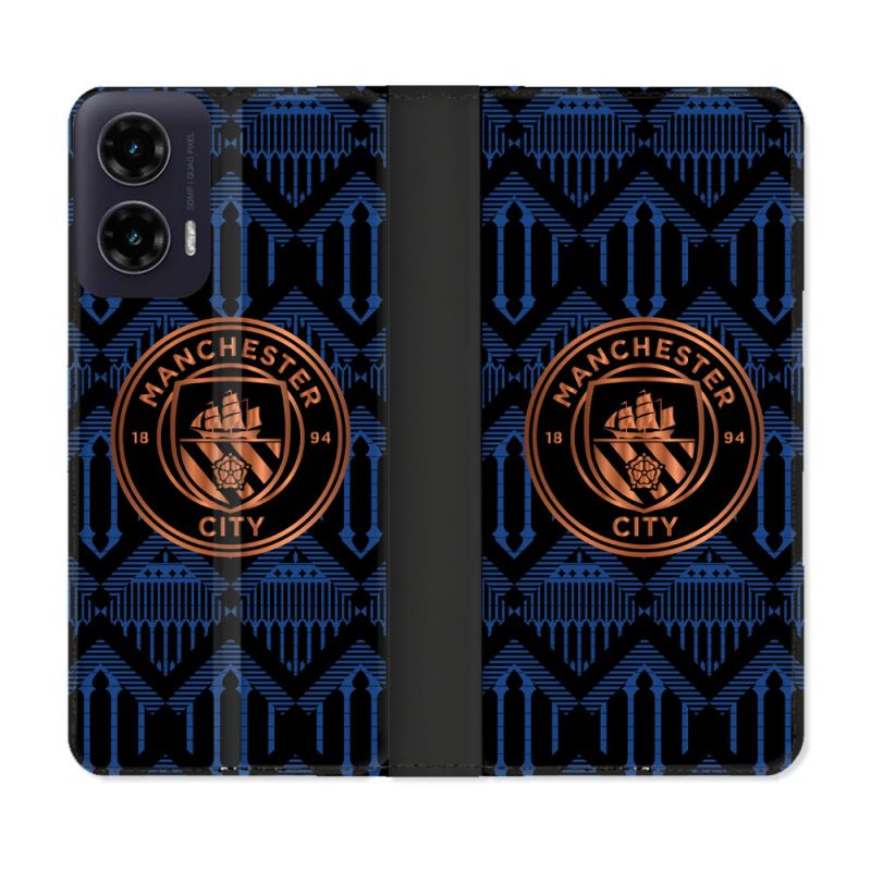 Housse cuir portefeuille Pour Motorola G35 5G Foot Manchester City