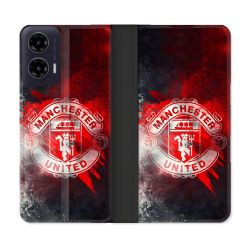 Housse cuir portefeuille Pour Motorola G35 5G Foot Manchester United