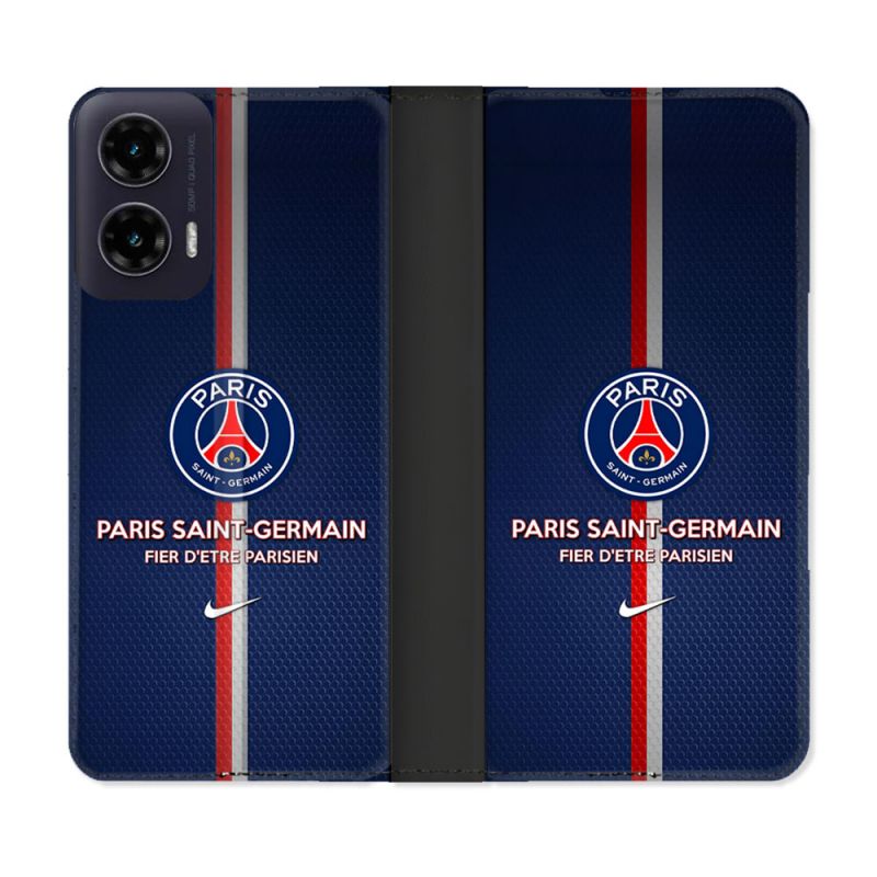 Housse cuir portefeuille Pour Motorola G35 5G Foot PSG Fier