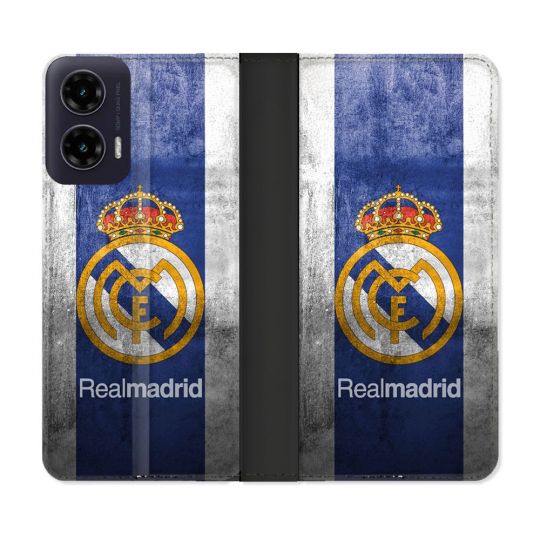 Housse cuir portefeuille Pour Motorola G35 5G Foot Real Madrid