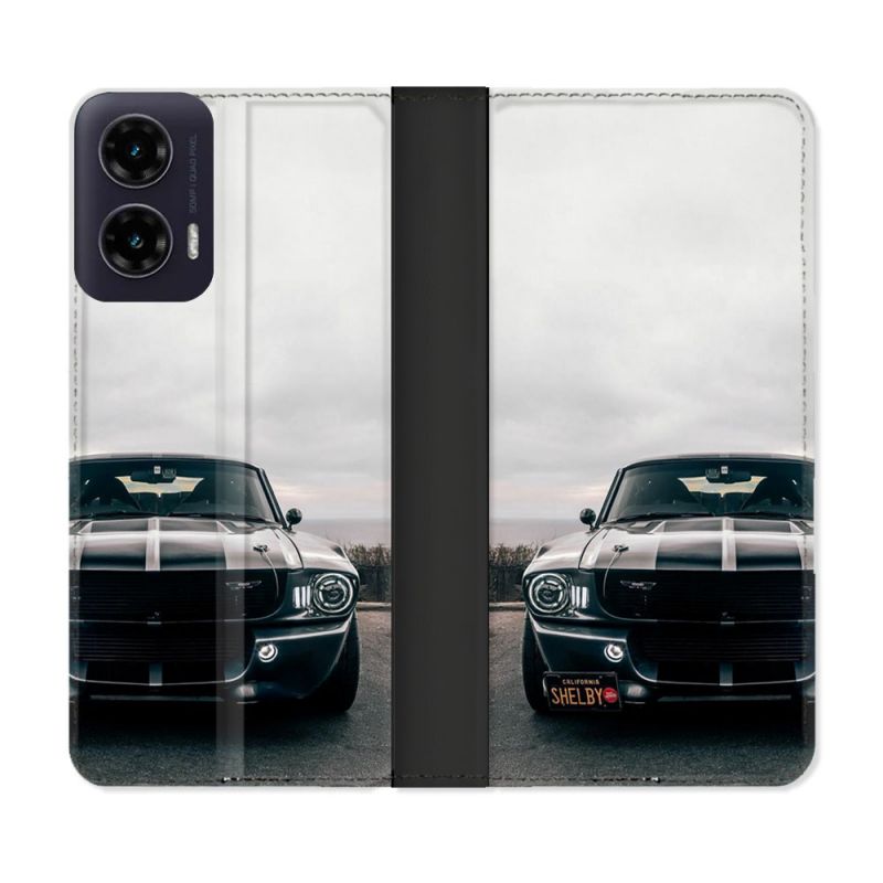 Housse cuir portefeuille Pour Motorola G35 5G Ford Mustang GT500 Vintage