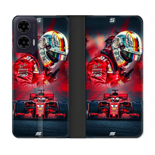 Housse cuir portefeuille Pour Motorola G35 5G Formule 1 F1 Ferrari
