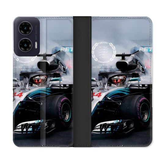 Housse cuir portefeuille Pour Motorola G35 5G Formule 1 F1 Mercedes Petronas
