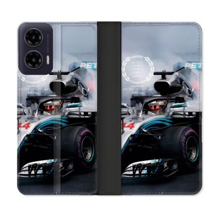 Housse cuir portefeuille Pour Motorola G35 5G Formule 1 F1 Mercedes Petronas