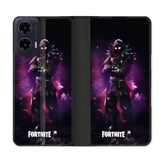 Housse cuir portefeuille Pour Motorola G35 5G Fortnite Raven