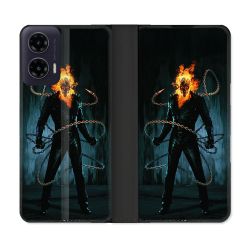Housse cuir portefeuille Pour Motorola G35 5G Ghost Rider