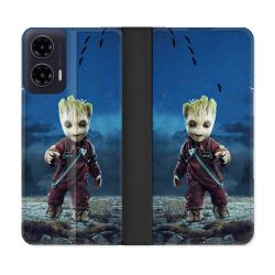 Housse cuir portefeuille Pour Motorola G35 5G Groot Bleu