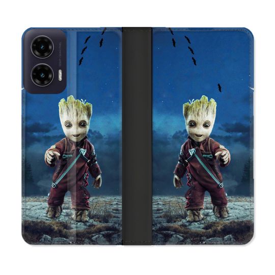 Housse cuir portefeuille Pour Motorola G35 5G Groot Bleu