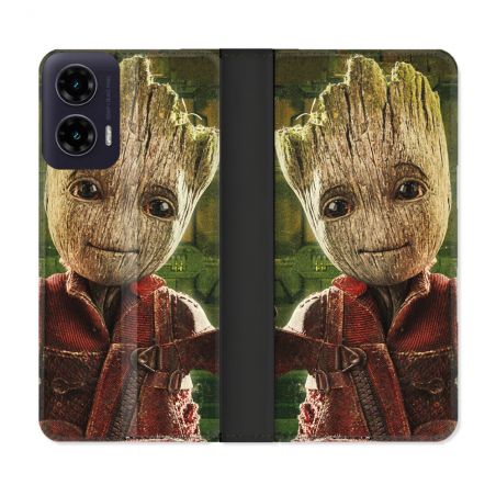 Housse cuir portefeuille Pour Motorola G35 5G Groot Vert