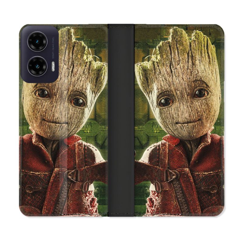 Housse cuir portefeuille Pour Motorola G35 5G Groot Vert