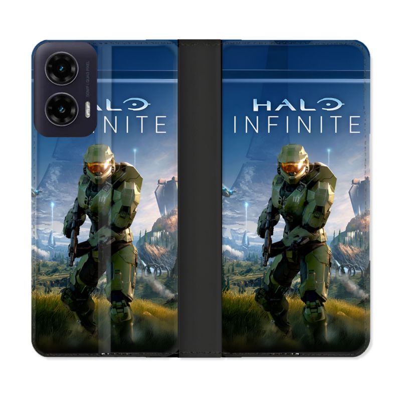 Housse cuir portefeuille Pour Motorola G35 5G Halo