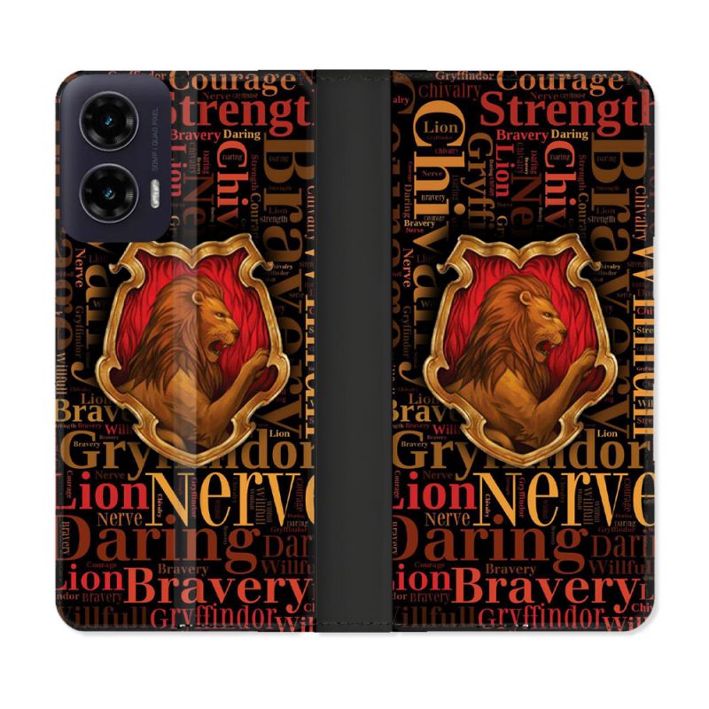 Housse cuir portefeuille Pour Motorola G35 5G Harry Potter Griffondor
