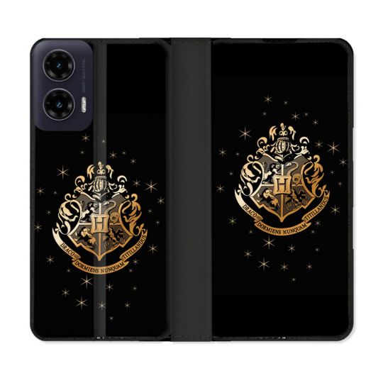 Housse cuir portefeuille Pour Motorola G35 5G Harry Potter Poudlard