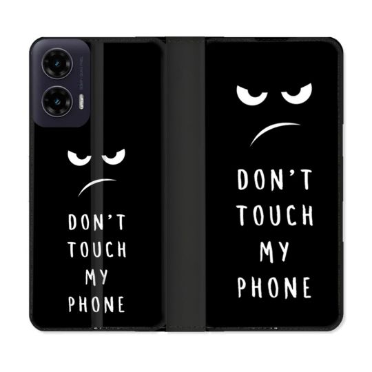 Housse cuir portefeuille Pour Motorola G35 5G Humour Don't Touch