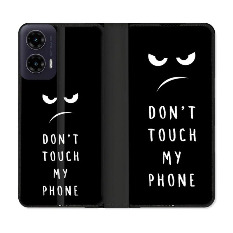Housse cuir portefeuille Pour Motorola G35 5G Humour Don't Touch