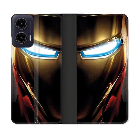 Housse cuir portefeuille Pour Motorola G35 5G Iron Man Casque