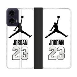 Housse cuir portefeuille Pour Motorola G35 5G Jordan 23 Blanc