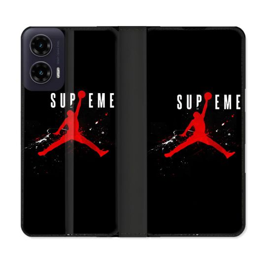 Housse cuir portefeuille Pour Motorola G35 5G Jordan Supreme Noir