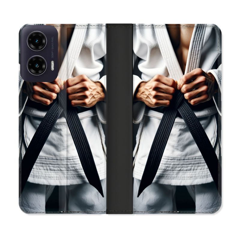 Housse cuir portefeuille Pour Motorola G35 5G Kimono Ceinture