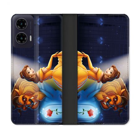 Housse cuir portefeuille Pour Motorola G35 5G La Belle et La Bête