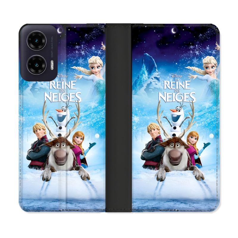 Housse cuir portefeuille Pour Motorola G35 5G La Reine Des Neiges