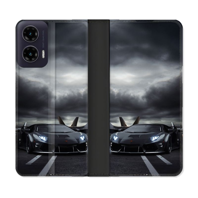 Housse cuir portefeuille Pour Motorola G35 5G Lamborghini Avion