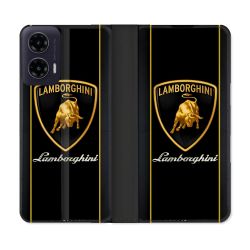 Housse cuir portefeuille Pour Motorola G35 5G Lamborghini Carbone