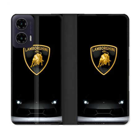 Housse cuir portefeuille Pour Motorola G35 5G Lamborghini Noir