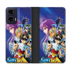 Housse cuir portefeuille Pour Motorola G35 5G Les Chevaliers Du Zodiaque