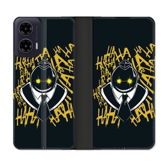 Housse cuir portefeuille Pour Motorola G35 5G Manga Assassination Classroom Kuro Noir