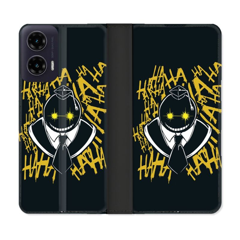 Housse cuir portefeuille Pour Motorola G35 5G Manga Assassination Classroom Kuro Noir