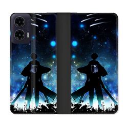 Housse cuir portefeuille Pour Motorola G35 5G Manga Attaque Titans Levi