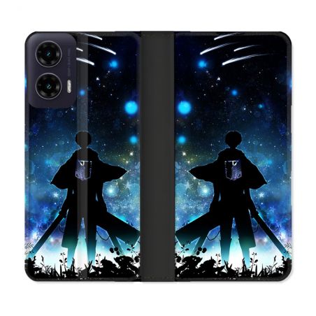 Housse cuir portefeuille Pour Motorola G35 5G Manga Attaque Titans Levi