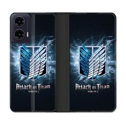 Housse cuir portefeuille Pour Motorola G35 5G Manga Attaque Titans Noir