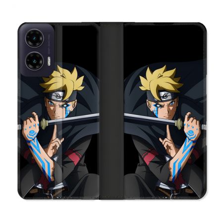 Housse cuir portefeuille Pour Motorola G35 5G Manga Boruto Tatouage