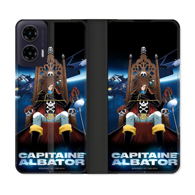 Housse cuir portefeuille Pour Motorola G35 5G Manga Capitaine Albator