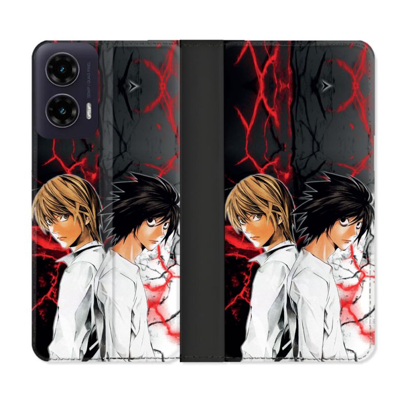 Housse cuir portefeuille Pour Motorola G35 5G Manga Death Note Duo