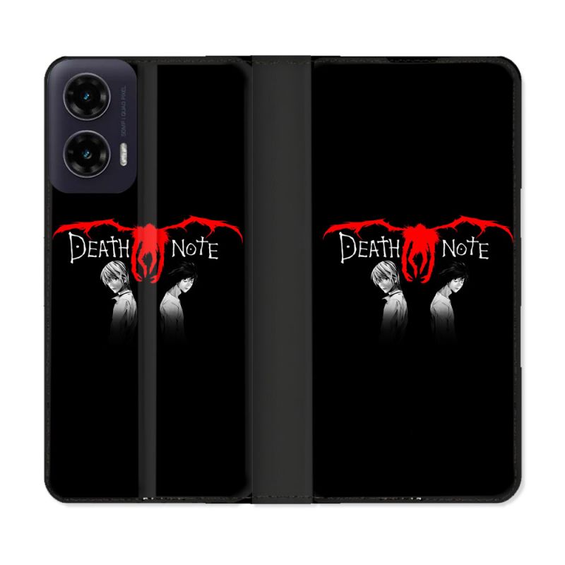 Housse cuir portefeuille Pour Motorola G35 5G Manga Death Note Noir