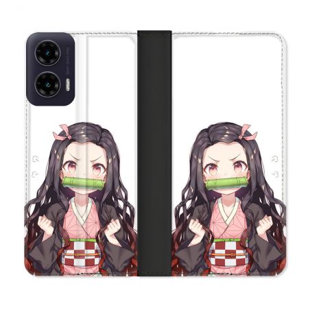 Housse cuir portefeuille Pour Motorola G35 5G Manga Demon Slayer Nezuko