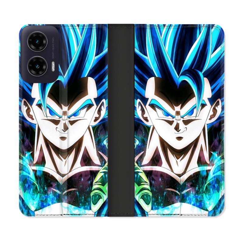 Housse cuir portefeuille Pour Motorola G35 5G Manga Dragon Ball Gogeta Visage