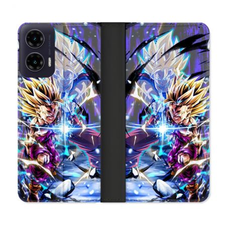 Housse cuir portefeuille Pour Motorola G35 5G Manga Dragon Ball Sangohan Duo