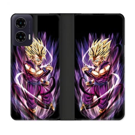 Housse cuir portefeuille Pour Motorola G35 5G Manga Dragon Ball Sangohan Violet