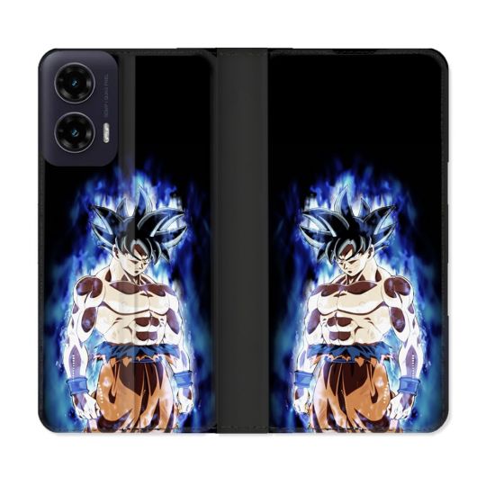 Housse cuir portefeuille Pour Motorola G35 5G Manga Dragon Ball Sangoku Noir