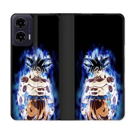 Housse cuir portefeuille Pour Motorola G35 5G Manga Dragon Ball Sangoku Noir