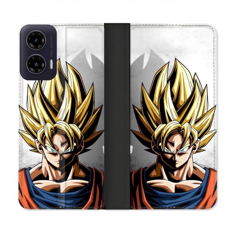 Housse cuir portefeuille Pour Motorola G35 5G Manga Dragon Ball Sangoku Portrait