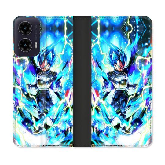 Housse cuir portefeuille Pour Motorola G35 5G Manga Dragon Ball Vegeta Bleu